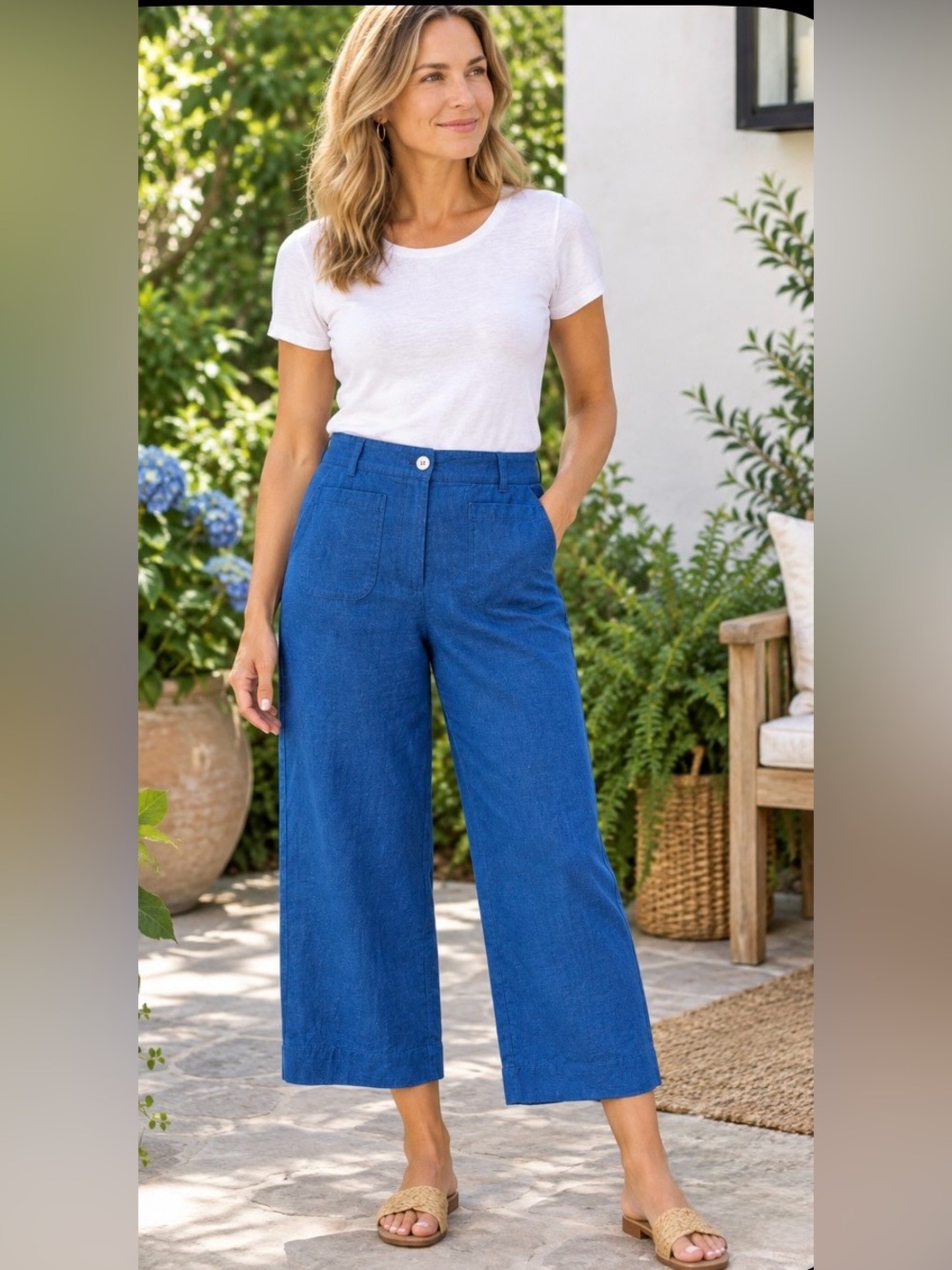 Talbots Blue Linen Cotton
Cropped Pants NWT Size 8